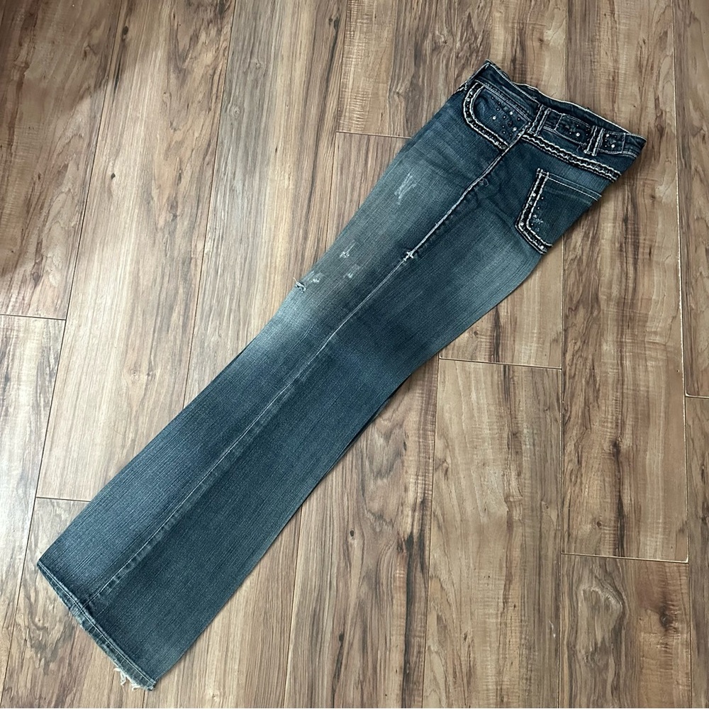 Cowgirl Tuff Hot Stuff Dark Blue Bootcut Jeans Heavy Starched 26x35 - Picture 7 of 9